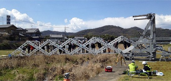 Ponte extensvel em formato de tesoura