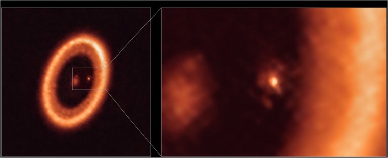 Disco em torno de exoplaneta mostra o nascer de uma lua